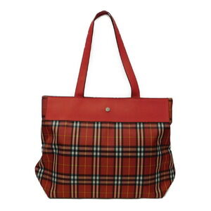 Burberry Tote Bag Check Red Elegant